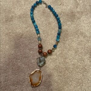 Studio Barse Blue and Brown Beaded Necklace